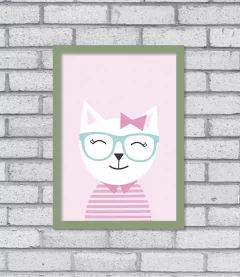 Quadro Hipster Kitty Menina na internet