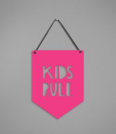 Plaquinha Kids Rule - Pendurama Quadros e Artigos de Decoração