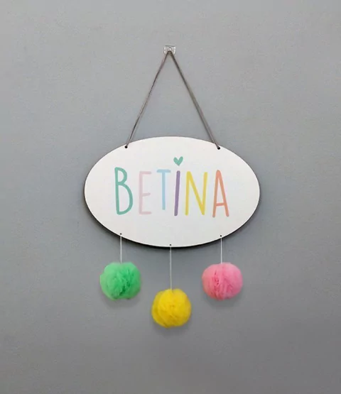 Placa Nome Pompom