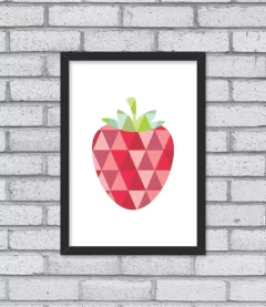 Quadro Morango Geométrico