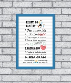Quadro Regras da Família - Pendurama Quadros e Artigos de Decoração
