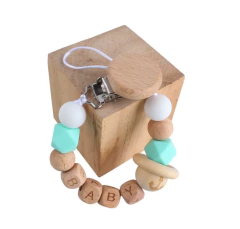 Porta Chupete mordillo De Silicona Y Madera - tienda online