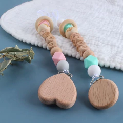 Porta Chupete mordillo De Silicona Y Madera
