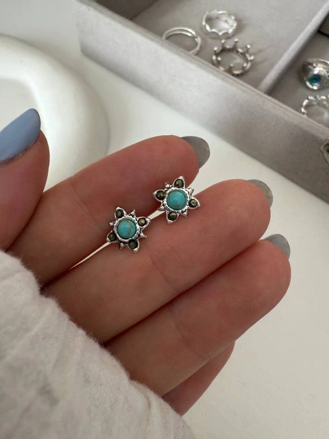 Par Aros Sunny Turquesa Plata 925