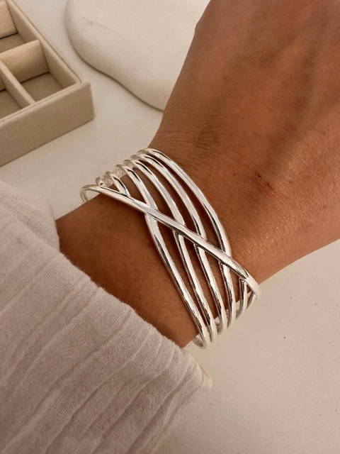 Esclava Cruzada Acero Blanco