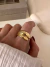 Anillo Doble Líne Chunky Acero Dorado