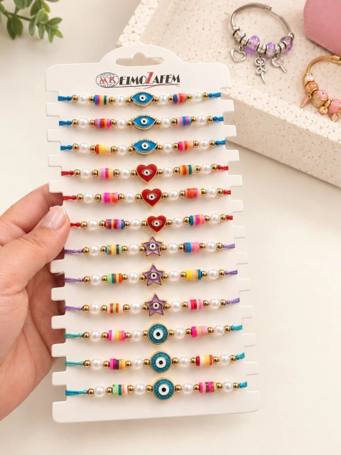 Pulseras Tejidas x 12 N°48 - Dorado