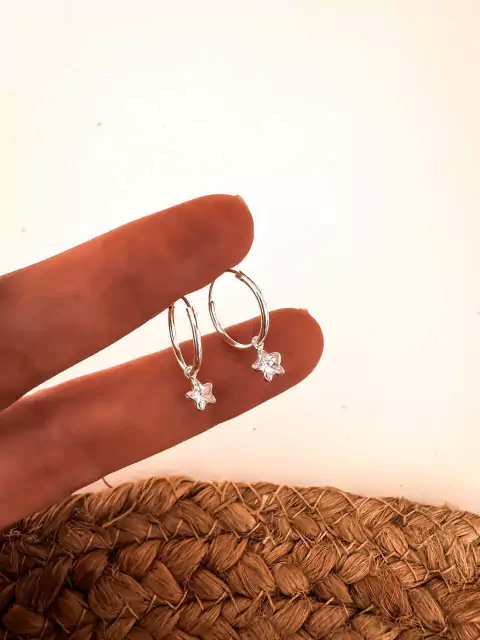 Par Aros Shine Colgante 1,4 Cm Plata 925