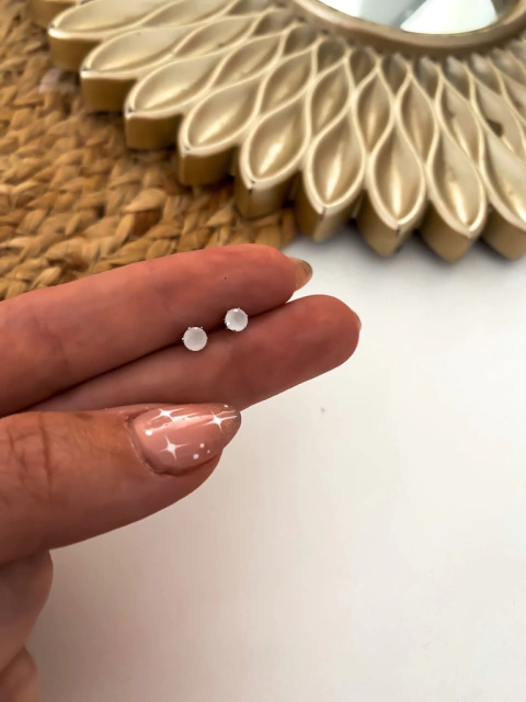 Par Aros Cubik Piedra de luna Acero quirurgico