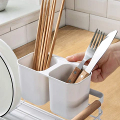 Seca Plato Escurridor metálico y bambú - comprar online