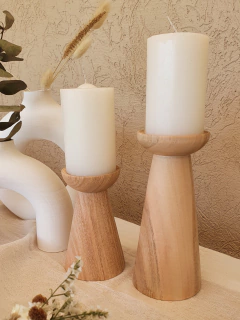 Candelabros de madera estilo nórdico -SIN VELA - comprar online