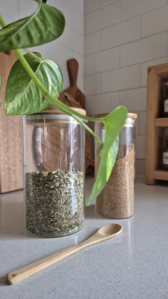 Imagen de Frasco Especiero Hermético Cilíndrico - Tapa de bambú