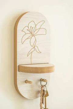 Porta Llave - LLavero ovalado melamina diseño Flor