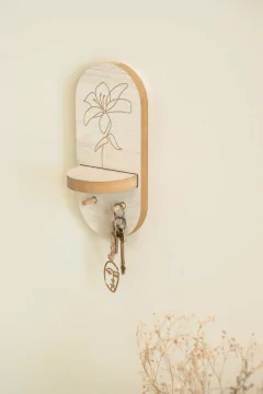 Porta Llave - LLavero ovalado melamina diseño Flor - comprar online