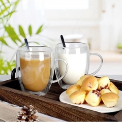 Taza Doble vidrio con asa - Grande 350ml en internet