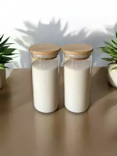 Frasco Especiero Hermético Cilíndrico - Tapa de bambú - comprar online