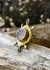 Anillo con calcedonia/cuarzo rosa o labradorita en bronce. Sol bizantino. en internet
