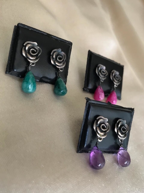 Aros Rose Plata 925 con ganchito mariposa