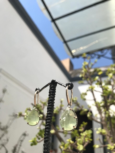Aros Julieta Prehnita/Amatista facetada y Plata 925