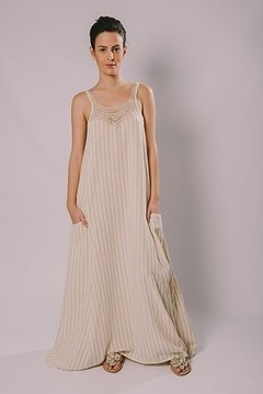 Vestido longo pala de renda renascença - comprar online