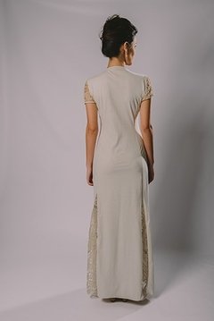 Long dress with gusset and sleeves in fillet lace - NCC Ecobrands