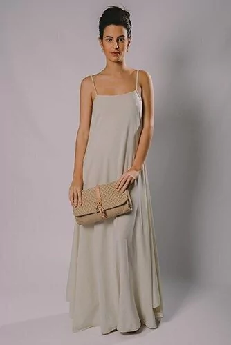 Vestido de malha longo com alças