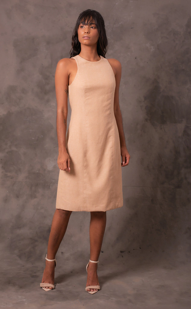 Vestido algodão orgânico com seda
