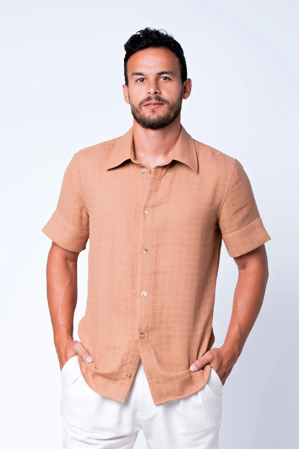 Camisa algodão orgânico com manga curta