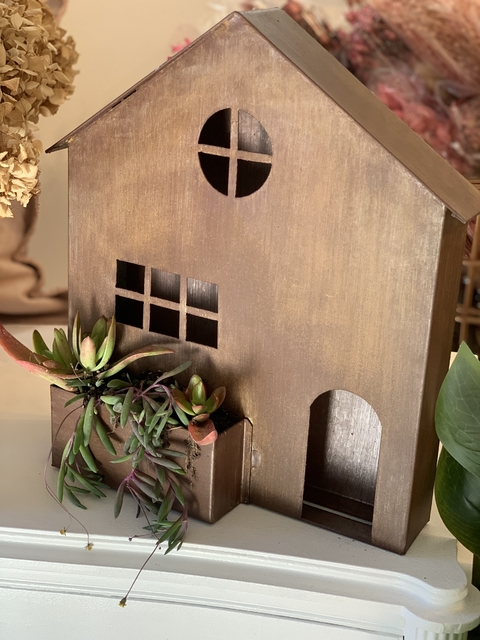Casita de pie o colgante con macetero 30x30x9 cm (sin suculentas)