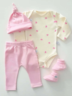 Corazones Rosa | Ajuar 4 piezas - comprar online