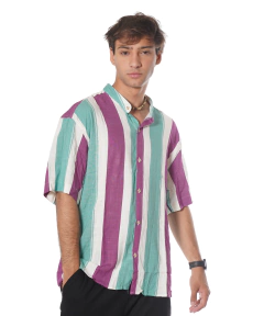 Camisa Rayas Oversize MC - tienda online