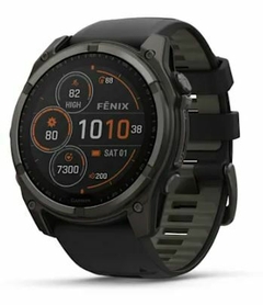 GARMIN FENIX 8 – 51 mm Sapphire, Carbon Gray DLC Titanium with Black/Pebble Gray Silicone Band