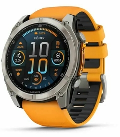 GARMIN FENIX 8 – 51 mm AMOLED Sapphire, Titanium with Spark Orange/Graphite Silicone Band