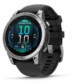 GARMIN FENIX E – 47 mm AMOLED Stainless Steel with Black Silicone Band