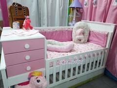 COMBO Cuna Funcional Mia: Cuna Funcional-Acolchado-Chichonera -Colchon - Solescitos Baby Store