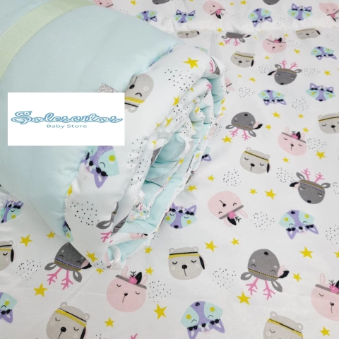 COCCOLE Acolchado Cuna Funcional + Chichonera en Pique Estampado