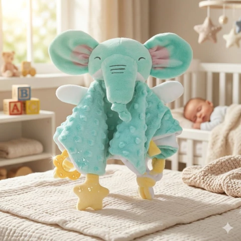 LOOPI Mantita de Apego Elefante Celeste Ultra Suave y con Mordillo ( FP41 )