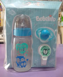 BABELITO Set de Regalo Recien Nacido . Biberón 250 ml+ Chupete Luminoso + Cinta Porta Chupete - tienda online