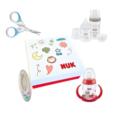 NUK Set De Regalo En Caja Regalo *Mamaderas - Tijera- Termometro - Vaso *