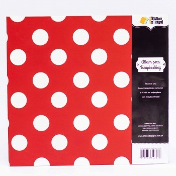 Álbum para Scrapbook 30x30cm Bola branca Vermelho - Oficina do papel
