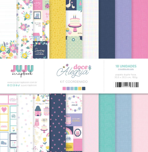 Kit Coordenado - Coleção Doce Alegria - Juju Scrapbook