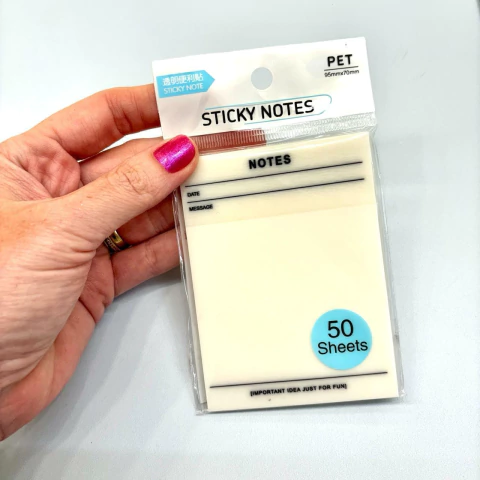 Nota Adesiva sem Pautas em Plástico Transparente