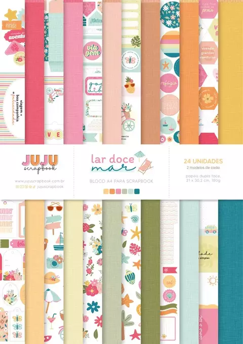 Bloco A4 para Scrapbook - Colecao Lar Doce Mar
