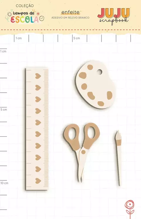 Adesivo em relevo Branco Aula de Artes - Coleção Tempos de Escola - Juju Scrapbook