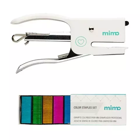 Kit Mini Grampeador Profissional com 1000 Grampos Coloridos - Mimo