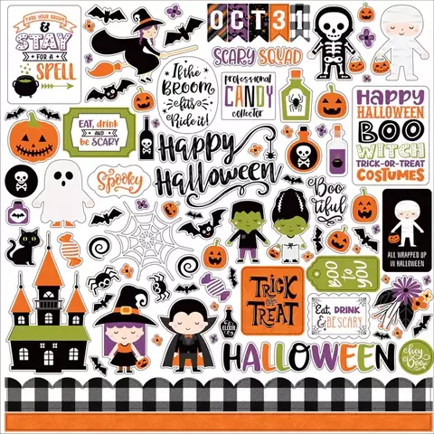 Cartela de Adesivos 30x30cm - I love Halloween - Echo Park