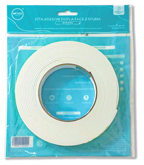 FITA BANANA DUPLA FACE ESPUMA 18mm x 5,5M