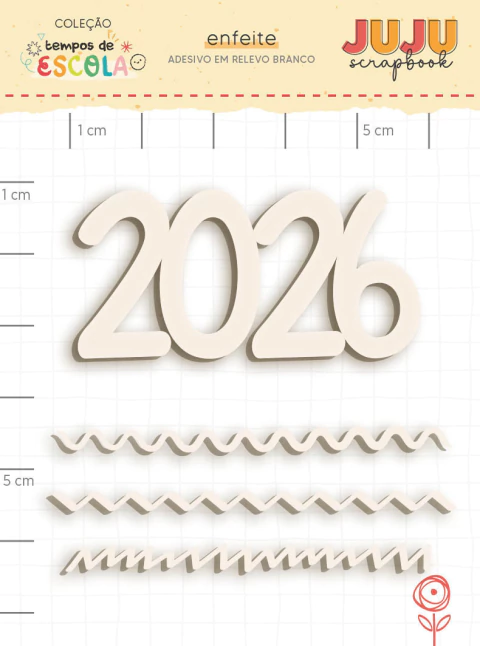 Adesivo em relevo Branco 2026 - Coleção Tempos de Escola - Juju Scrapbook