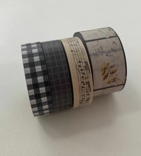 Kit Washi Tape - cores neutras / xadrez