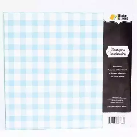 Álbum para Scrapbook 30x30cm Xadrez Azul - Oficina do papel